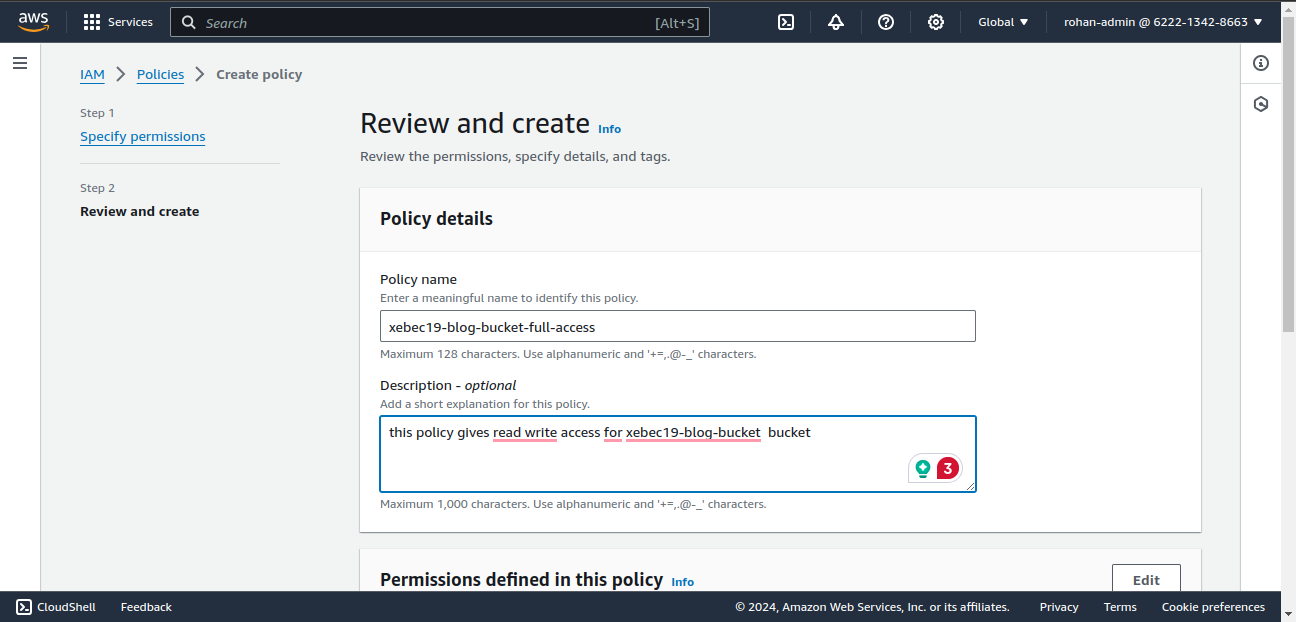 add details in policy